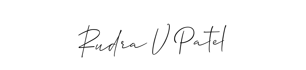 Create a beautiful signature design for name Rudra V Patel. With this signature (Allison_Script) fonts, you can make a handwritten signature for free. Rudra V Patel signature style 2 images and pictures png