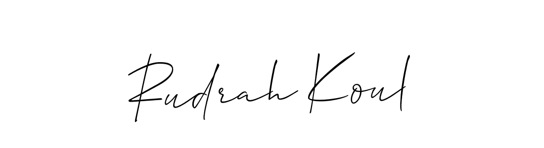 How to Draw Rudrah Koul signature style? Allison_Script is a latest design signature styles for name Rudrah Koul. Rudrah Koul signature style 2 images and pictures png