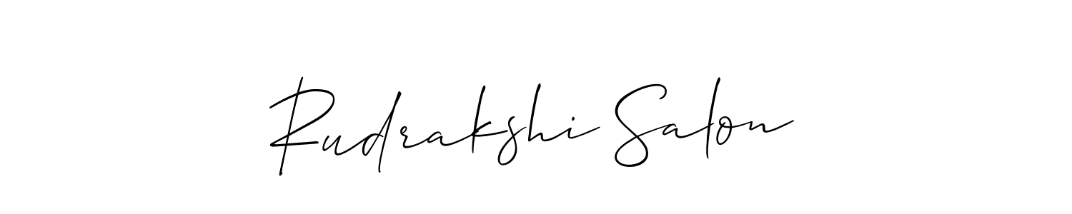 How to make Rudrakshi Salon signature? Allison_Script is a professional autograph style. Create handwritten signature for Rudrakshi Salon name. Rudrakshi Salon signature style 2 images and pictures png