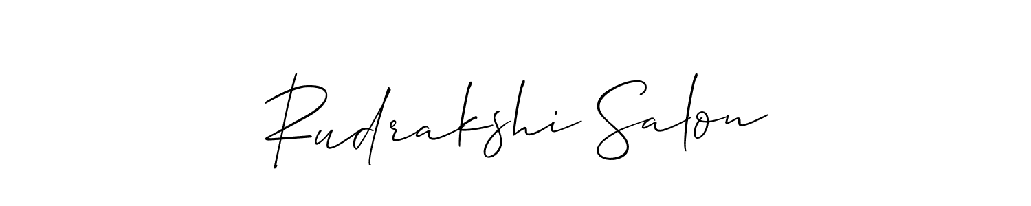 How to make Rudrakshi Salon signature? Allison_Script is a professional autograph style. Create handwritten signature for Rudrakshi Salon name. Rudrakshi Salon signature style 2 images and pictures png