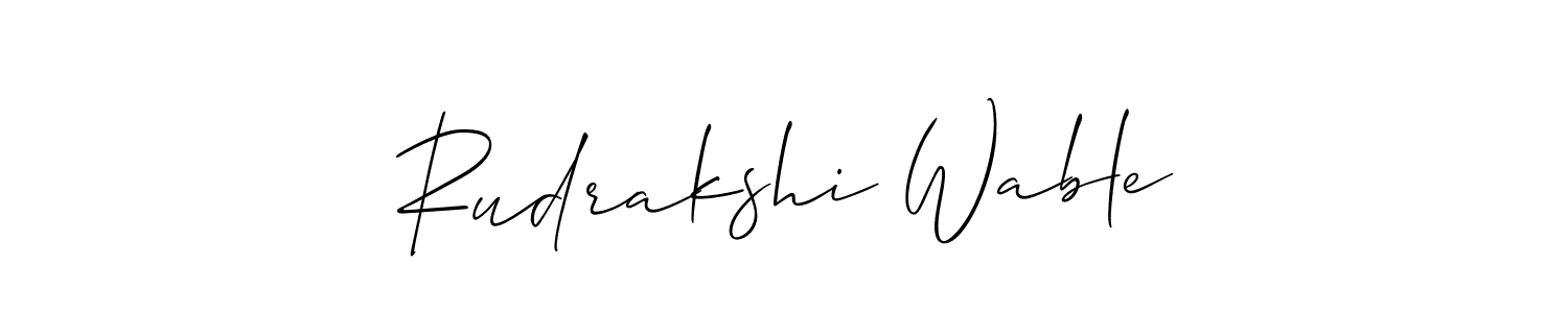 It looks lik you need a new signature style for name Rudrakshi Wable. Design unique handwritten (Allison_Script) signature with our free signature maker in just a few clicks. Rudrakshi Wable signature style 2 images and pictures png