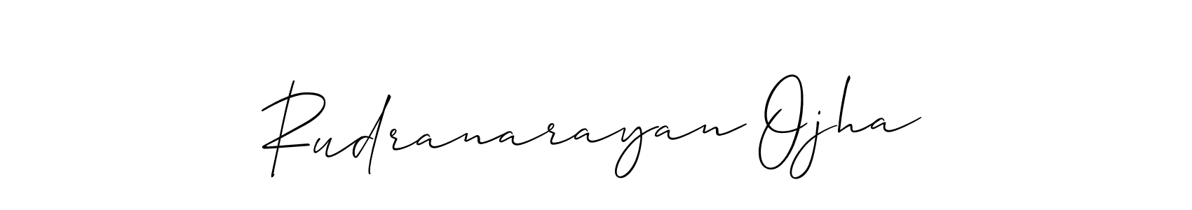 You should practise on your own different ways (Allison_Script) to write your name (Rudranarayan Ojha) in signature. don't let someone else do it for you. Rudranarayan Ojha signature style 2 images and pictures png