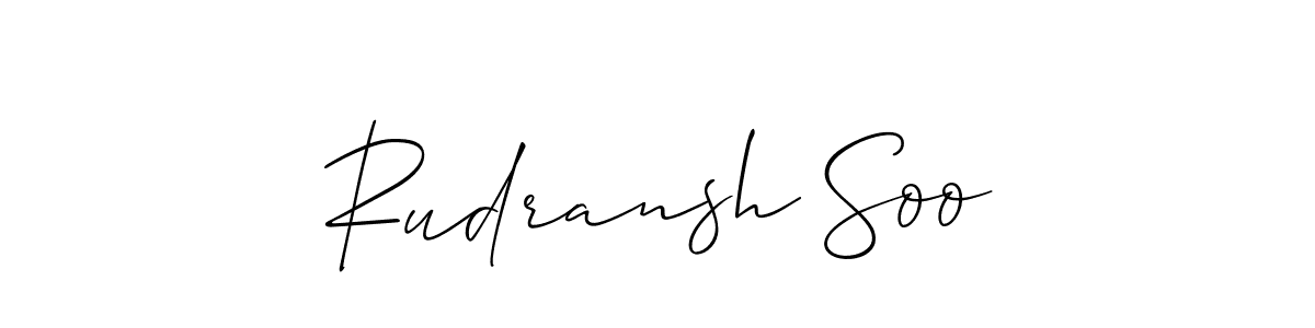 The best way (Allison_Script) to make a short signature is to pick only two or three words in your name. The name Rudransh Soo include a total of six letters. For converting this name. Rudransh Soo signature style 2 images and pictures png