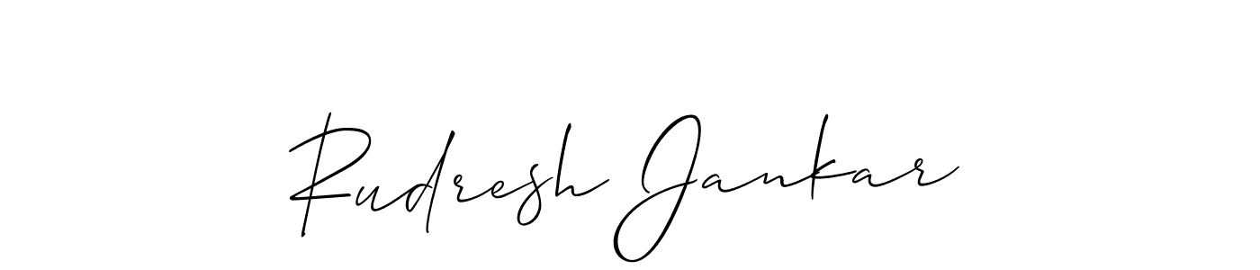 Allison_Script is a professional signature style that is perfect for those who want to add a touch of class to their signature. It is also a great choice for those who want to make their signature more unique. Get Rudresh Jankar name to fancy signature for free. Rudresh Jankar signature style 2 images and pictures png