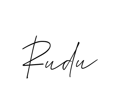 Design your own signature with our free online signature maker. With this signature software, you can create a handwritten (Allison_Script) signature for name Rudu. Rudu signature style 2 images and pictures png
