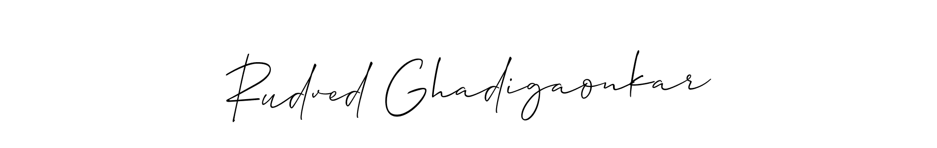 This is the best signature style for the Rudved Ghadigaonkar name. Also you like these signature font (Allison_Script). Mix name signature. Rudved Ghadigaonkar signature style 2 images and pictures png