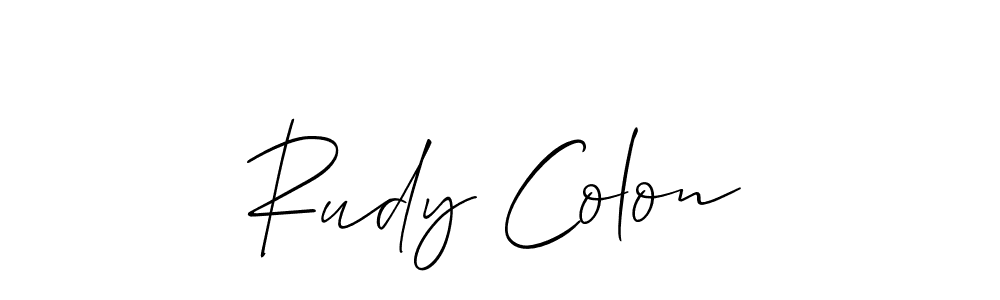 The best way (Allison_Script) to make a short signature is to pick only two or three words in your name. The name Rudy Colon include a total of six letters. For converting this name. Rudy Colon signature style 2 images and pictures png