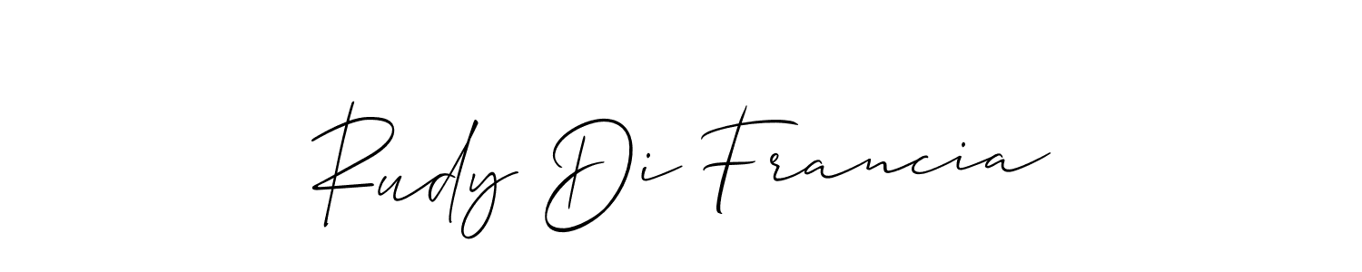 This is the best signature style for the Rudy Di Francia name. Also you like these signature font (Allison_Script). Mix name signature. Rudy Di Francia signature style 2 images and pictures png