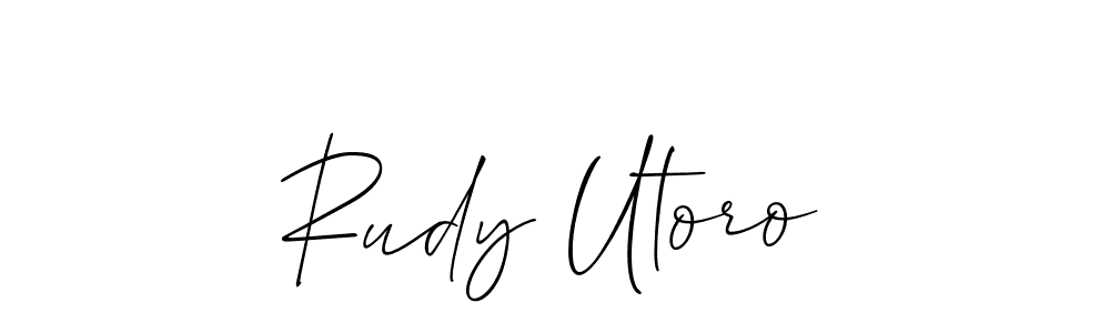Use a signature maker to create a handwritten signature online. With this signature software, you can design (Allison_Script) your own signature for name Rudy Utoro. Rudy Utoro signature style 2 images and pictures png
