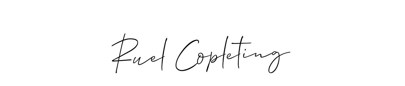 Ruel Copleting stylish signature style. Best Handwritten Sign (Allison_Script) for my name. Handwritten Signature Collection Ideas for my name Ruel Copleting. Ruel Copleting signature style 2 images and pictures png