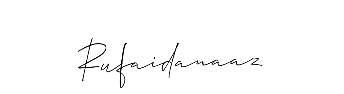 Also You can easily find your signature by using the search form. We will create Rufaidanaaz name handwritten signature images for you free of cost using Allison_Script sign style. Rufaidanaaz signature style 2 images and pictures png