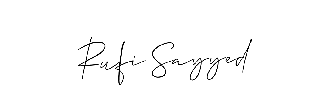 Use a signature maker to create a handwritten signature online. With this signature software, you can design (Allison_Script) your own signature for name Rufi Sayyed. Rufi Sayyed signature style 2 images and pictures png