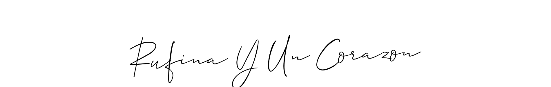 Design your own signature with our free online signature maker. With this signature software, you can create a handwritten (Allison_Script) signature for name Rufina Y Un Corazon. Rufina Y Un Corazon signature style 2 images and pictures png