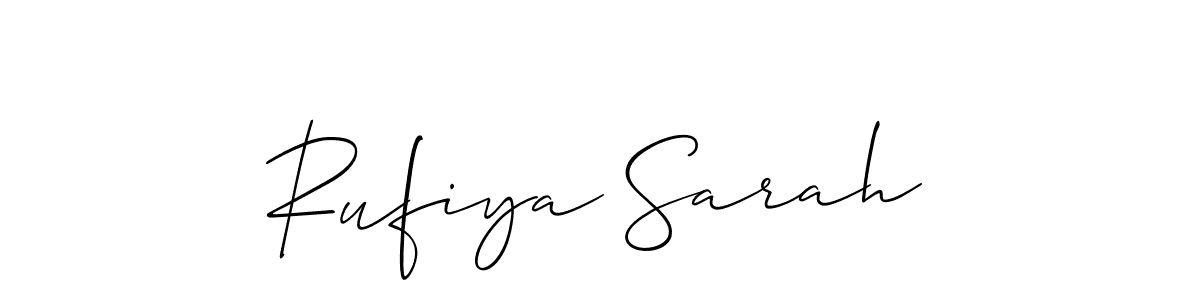 Use a signature maker to create a handwritten signature online. With this signature software, you can design (Allison_Script) your own signature for name Rufiya Sarah. Rufiya Sarah signature style 2 images and pictures png