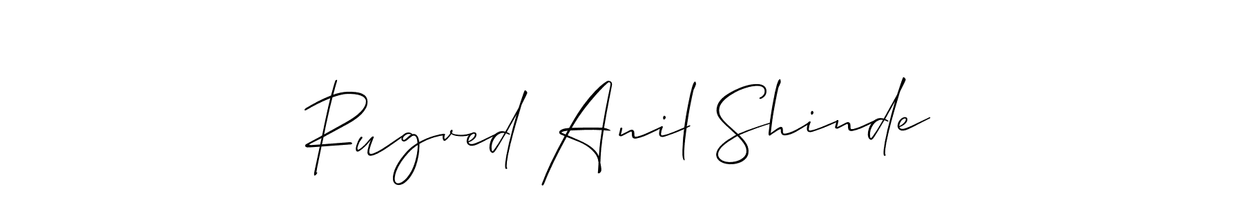 This is the best signature style for the Rugved Anil Shinde name. Also you like these signature font (Allison_Script). Mix name signature. Rugved Anil Shinde signature style 2 images and pictures png