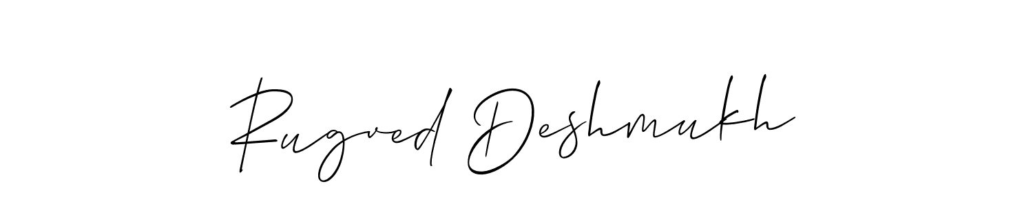 Use a signature maker to create a handwritten signature online. With this signature software, you can design (Allison_Script) your own signature for name Rugved Deshmukh. Rugved Deshmukh signature style 2 images and pictures png