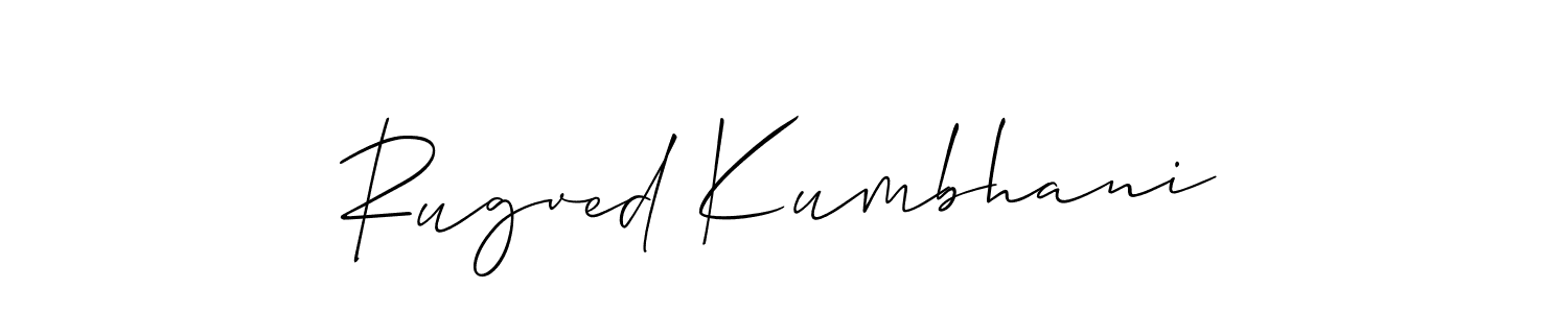 if you are searching for the best signature style for your name Rugved Kumbhani. so please give up your signature search. here we have designed multiple signature styles  using Allison_Script. Rugved Kumbhani signature style 2 images and pictures png