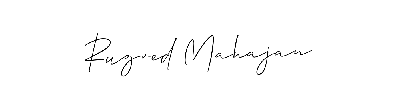 How to make Rugved Mahajan name signature. Use Allison_Script style for creating short signs online. This is the latest handwritten sign. Rugved Mahajan signature style 2 images and pictures png