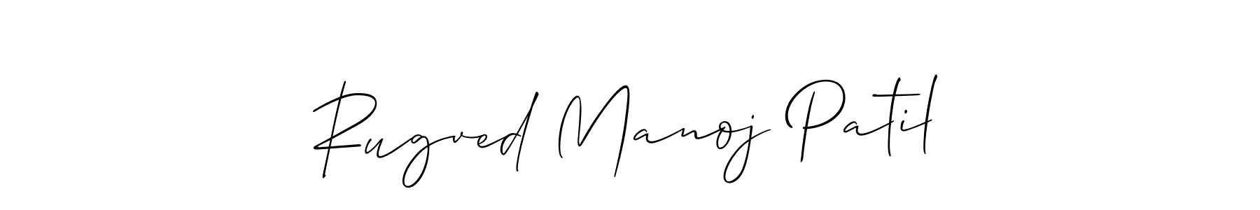 This is the best signature style for the Rugved Manoj Patil name. Also you like these signature font (Allison_Script). Mix name signature. Rugved Manoj Patil signature style 2 images and pictures png