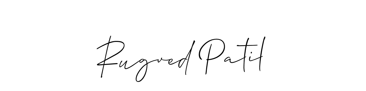 Create a beautiful signature design for name Rugved Patil. With this signature (Allison_Script) fonts, you can make a handwritten signature for free. Rugved Patil signature style 2 images and pictures png