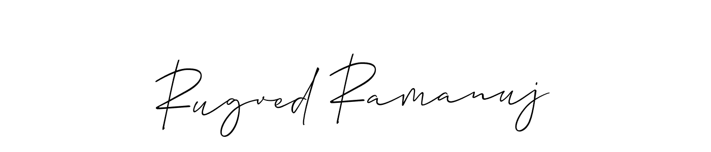 It looks lik you need a new signature style for name Rugved Ramanuj. Design unique handwritten (Allison_Script) signature with our free signature maker in just a few clicks. Rugved Ramanuj signature style 2 images and pictures png