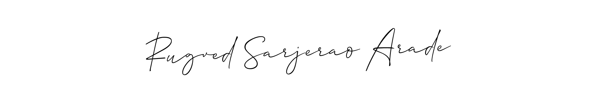 You should practise on your own different ways (Allison_Script) to write your name (Rugved Sarjerao Arade) in signature. don't let someone else do it for you. Rugved Sarjerao Arade signature style 2 images and pictures png