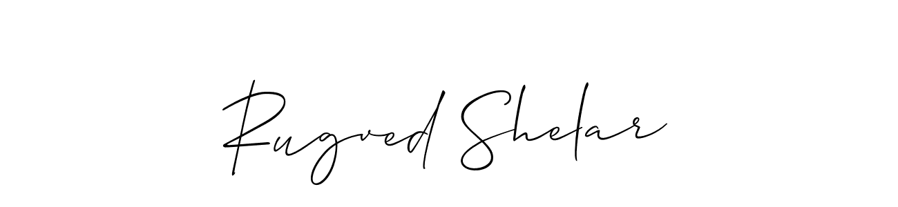 if you are searching for the best signature style for your name Rugved Shelar. so please give up your signature search. here we have designed multiple signature styles  using Allison_Script. Rugved Shelar signature style 2 images and pictures png