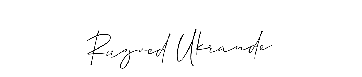 How to make Rugved Ukrande signature? Allison_Script is a professional autograph style. Create handwritten signature for Rugved Ukrande name. Rugved Ukrande signature style 2 images and pictures png