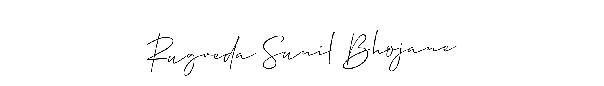 Allison_Script is a professional signature style that is perfect for those who want to add a touch of class to their signature. It is also a great choice for those who want to make their signature more unique. Get Rugveda Sunil Bhojane name to fancy signature for free. Rugveda Sunil Bhojane signature style 2 images and pictures png