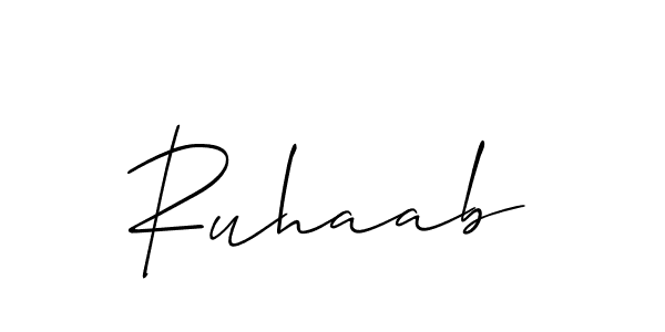 Use a signature maker to create a handwritten signature online. With this signature software, you can design (Allison_Script) your own signature for name Ruhaab. Ruhaab signature style 2 images and pictures png