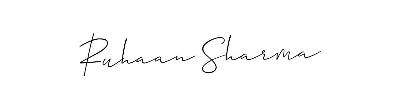 if you are searching for the best signature style for your name Ruhaan Sharma. so please give up your signature search. here we have designed multiple signature styles  using Allison_Script. Ruhaan Sharma signature style 2 images and pictures png