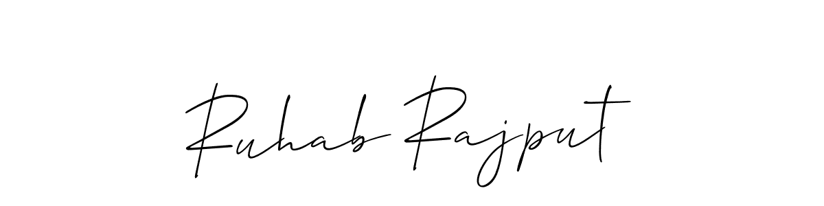 if you are searching for the best signature style for your name Ruhab Rajput. so please give up your signature search. here we have designed multiple signature styles  using Allison_Script. Ruhab Rajput signature style 2 images and pictures png