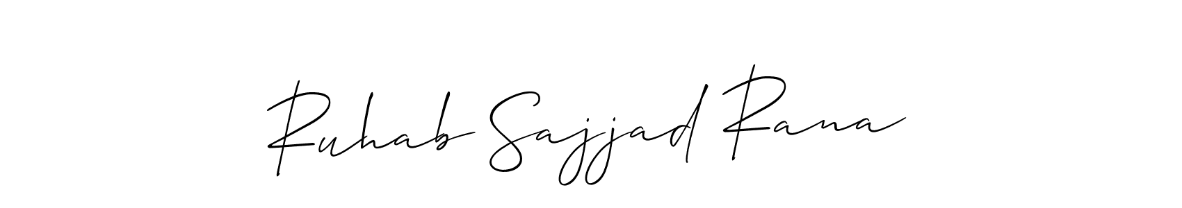 Make a beautiful signature design for name Ruhab Sajjad Rana. With this signature (Allison_Script) style, you can create a handwritten signature for free. Ruhab Sajjad Rana signature style 2 images and pictures png