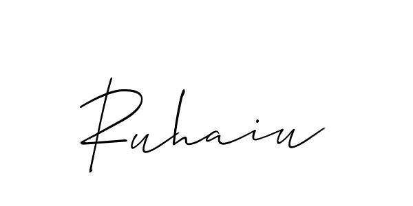 How to make Ruhaiu name signature. Use Allison_Script style for creating short signs online. This is the latest handwritten sign. Ruhaiu signature style 2 images and pictures png