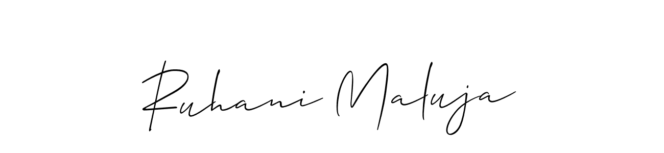if you are searching for the best signature style for your name Ruhani Maluja. so please give up your signature search. here we have designed multiple signature styles  using Allison_Script. Ruhani Maluja signature style 2 images and pictures png