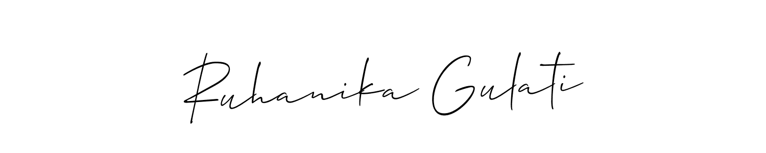 How to Draw Ruhanika Gulati signature style? Allison_Script is a latest design signature styles for name Ruhanika Gulati. Ruhanika Gulati signature style 2 images and pictures png