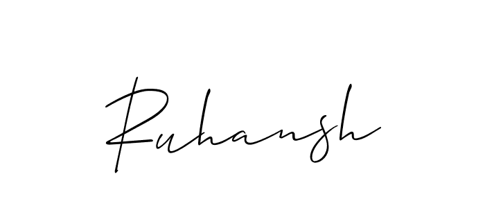 You should practise on your own different ways (Allison_Script) to write your name (Ruhansh) in signature. don't let someone else do it for you. Ruhansh signature style 2 images and pictures png