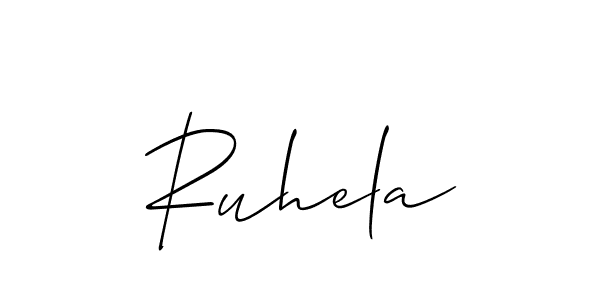 The best way (Allison_Script) to make a short signature is to pick only two or three words in your name. The name Ruhela include a total of six letters. For converting this name. Ruhela signature style 2 images and pictures png
