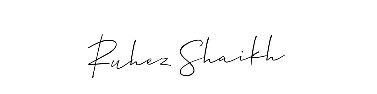 How to Draw Ruhez Shaikh signature style? Allison_Script is a latest design signature styles for name Ruhez Shaikh. Ruhez Shaikh signature style 2 images and pictures png