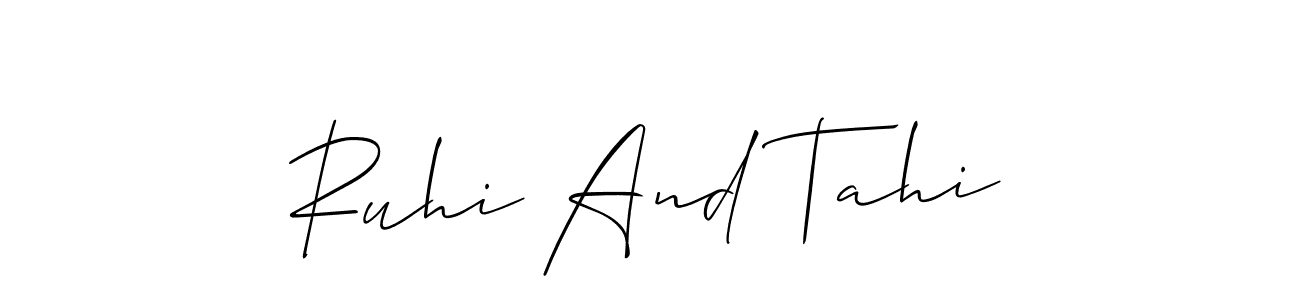 How to make Ruhi And Tahi signature? Allison_Script is a professional autograph style. Create handwritten signature for Ruhi And Tahi name. Ruhi And Tahi signature style 2 images and pictures png