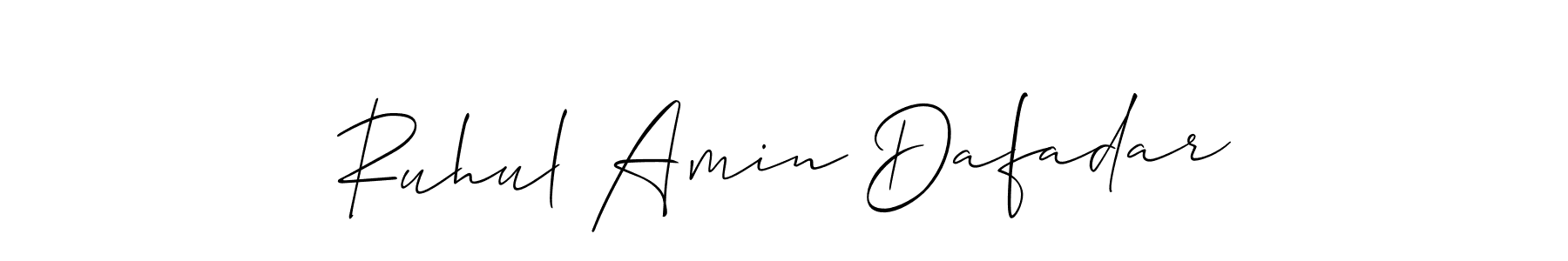 The best way (Allison_Script) to make a short signature is to pick only two or three words in your name. The name Ruhul Amin Dafadar include a total of six letters. For converting this name. Ruhul Amin Dafadar signature style 2 images and pictures png