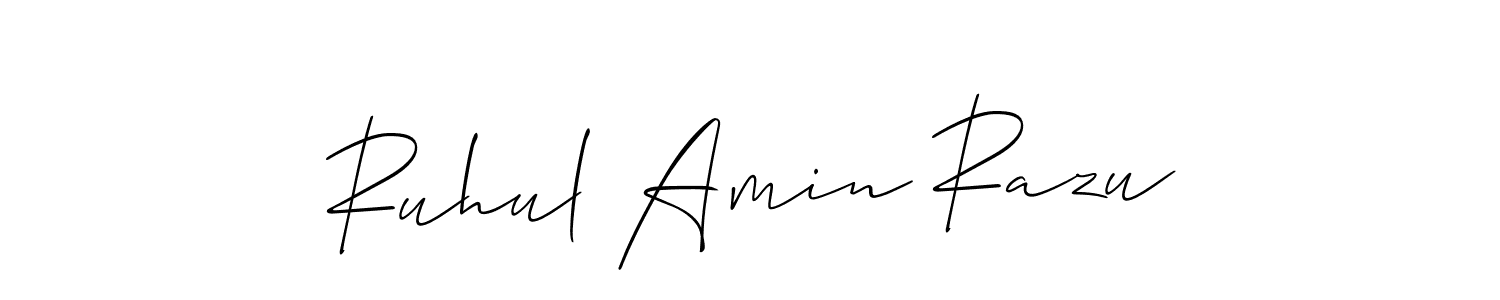 Allison_Script is a professional signature style that is perfect for those who want to add a touch of class to their signature. It is also a great choice for those who want to make their signature more unique. Get Ruhul Amin Razu name to fancy signature for free. Ruhul Amin Razu signature style 2 images and pictures png