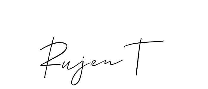 Use a signature maker to create a handwritten signature online. With this signature software, you can design (Allison_Script) your own signature for name Rujen T. Rujen T signature style 2 images and pictures png
