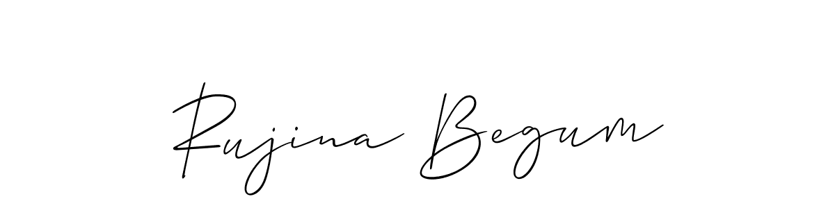 The best way (Allison_Script) to make a short signature is to pick only two or three words in your name. The name Rujina Begum include a total of six letters. For converting this name. Rujina Begum signature style 2 images and pictures png