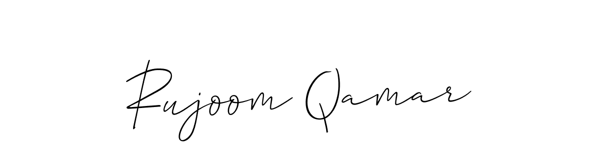 Create a beautiful signature design for name Rujoom Qamar. With this signature (Allison_Script) fonts, you can make a handwritten signature for free. Rujoom Qamar signature style 2 images and pictures png