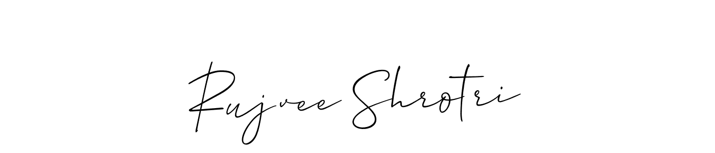 Also we have Rujvee Shrotri name is the best signature style. Create professional handwritten signature collection using Allison_Script autograph style. Rujvee Shrotri signature style 2 images and pictures png