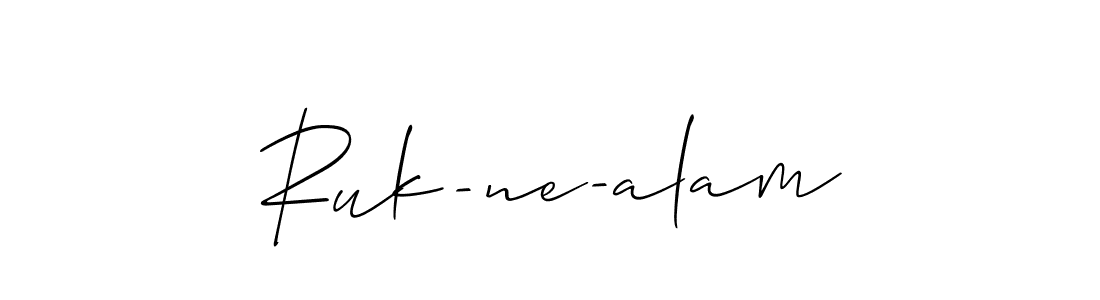if you are searching for the best signature style for your name Ruk-ne-alam. so please give up your signature search. here we have designed multiple signature styles  using Allison_Script. Ruk-ne-alam signature style 2 images and pictures png