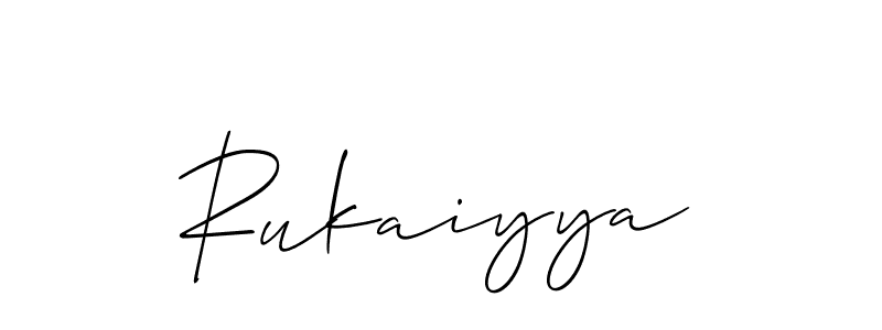 Create a beautiful signature design for name Rukaiyya. With this signature (Allison_Script) fonts, you can make a handwritten signature for free. Rukaiyya signature style 2 images and pictures png