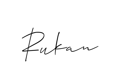 Allison_Script is a professional signature style that is perfect for those who want to add a touch of class to their signature. It is also a great choice for those who want to make their signature more unique. Get Rukan name to fancy signature for free. Rukan signature style 2 images and pictures png