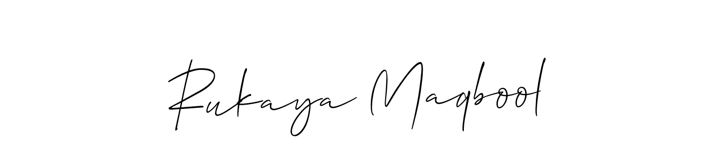 Once you've used our free online signature maker to create your best signature Allison_Script style, it's time to enjoy all of the benefits that Rukaya Maqbool name signing documents. Rukaya Maqbool signature style 2 images and pictures png